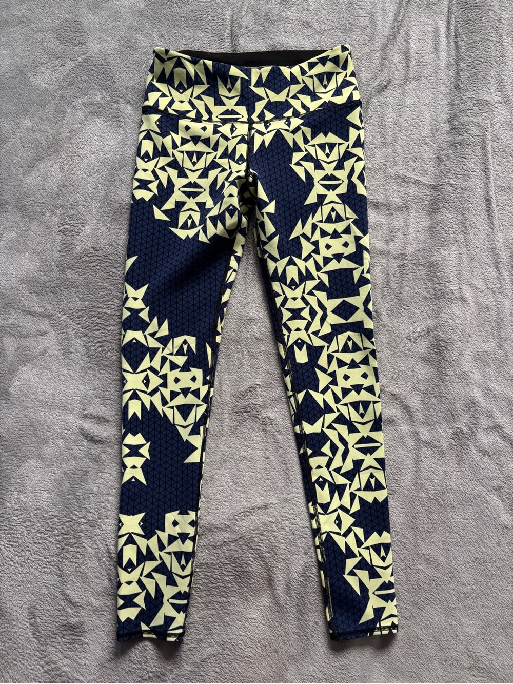Victoria’s Secret VSX Leggings Size S Blue Neon Yellow Geometric Yoga Leggings